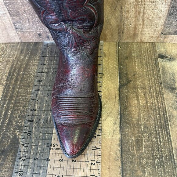Lucchese Classics L695524 Black Cherry Smooth Ostrich Cowboy Boots Mens 11 D - Picture 4 of 12